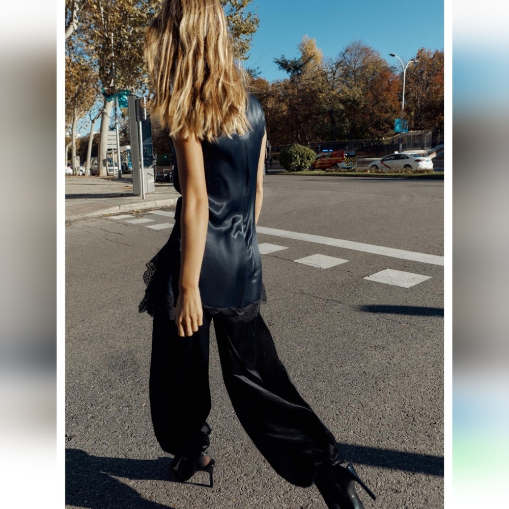 ZARA VELVET BALLOON PANTS SIZE M L - Picture 11 of 16